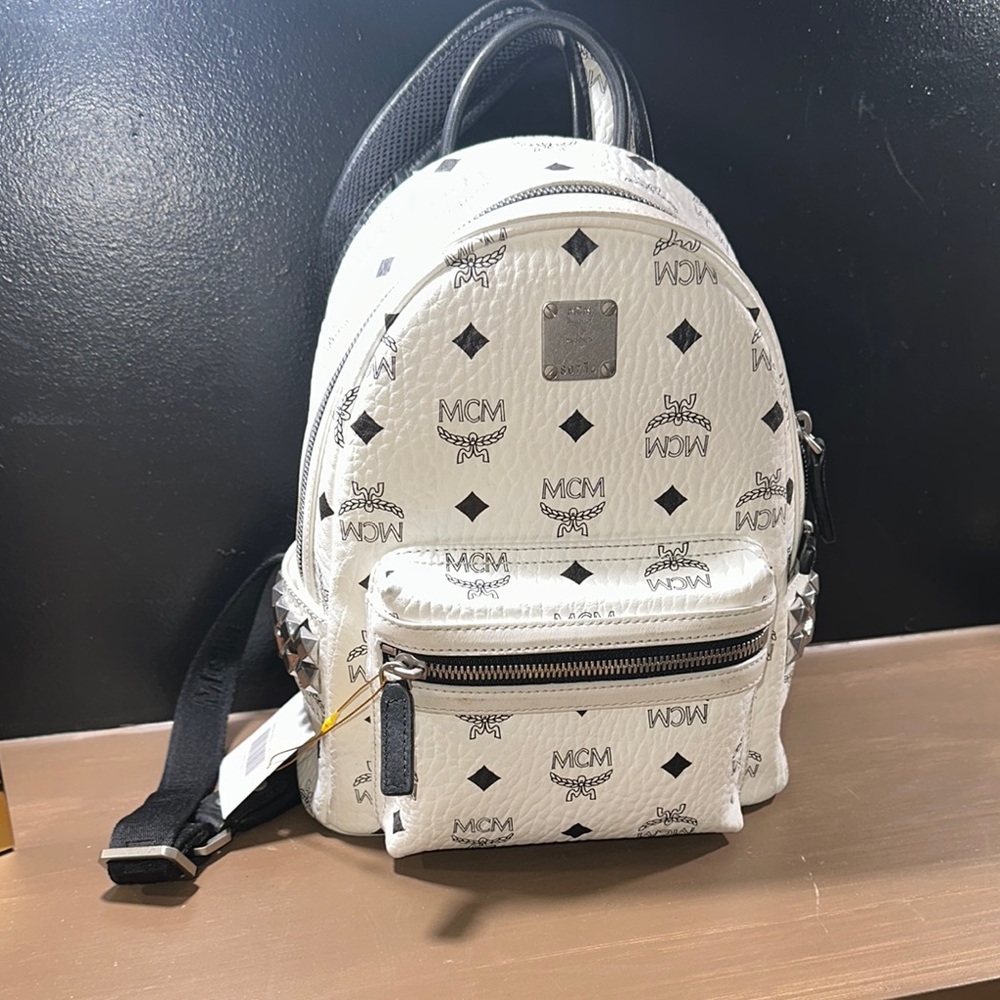 MCM Monogram White and Black Backpack